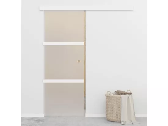 Porte coulissante à butées Verre ESG et aluminium 76x205 cm