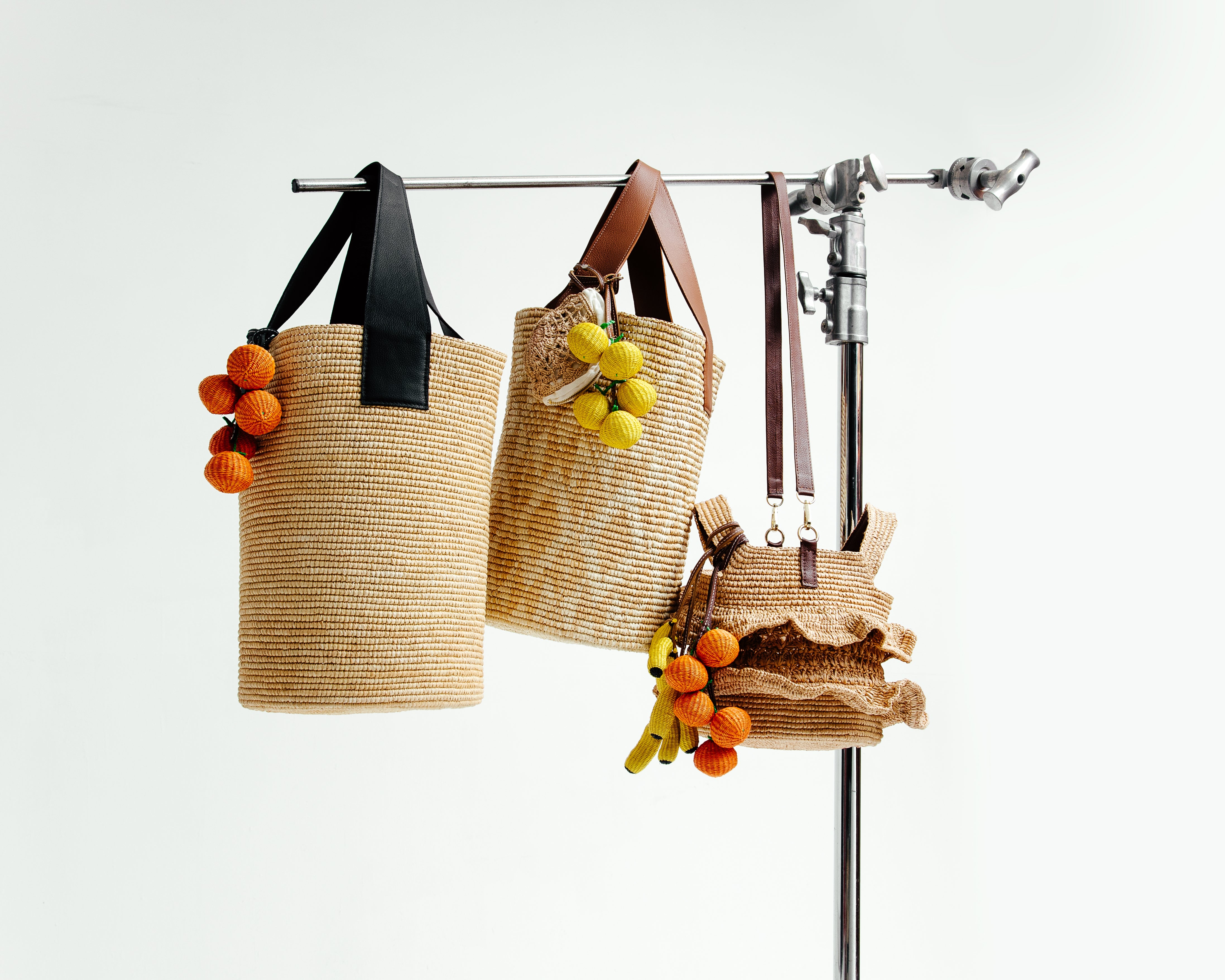 Sac à volants moyen avec bandoulière en cuir