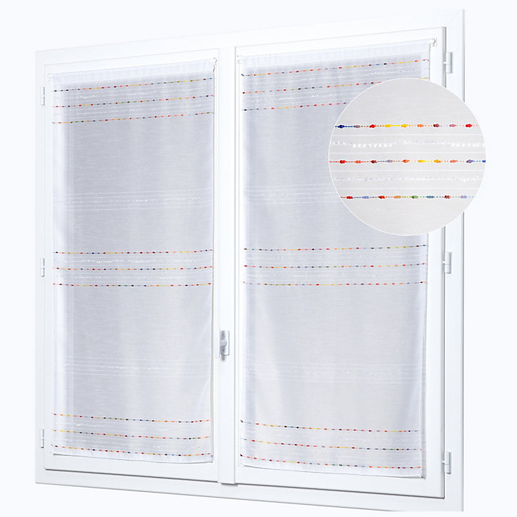 Paire de vitrage Kili blanc à rayures doré l.58 x H.140 cm