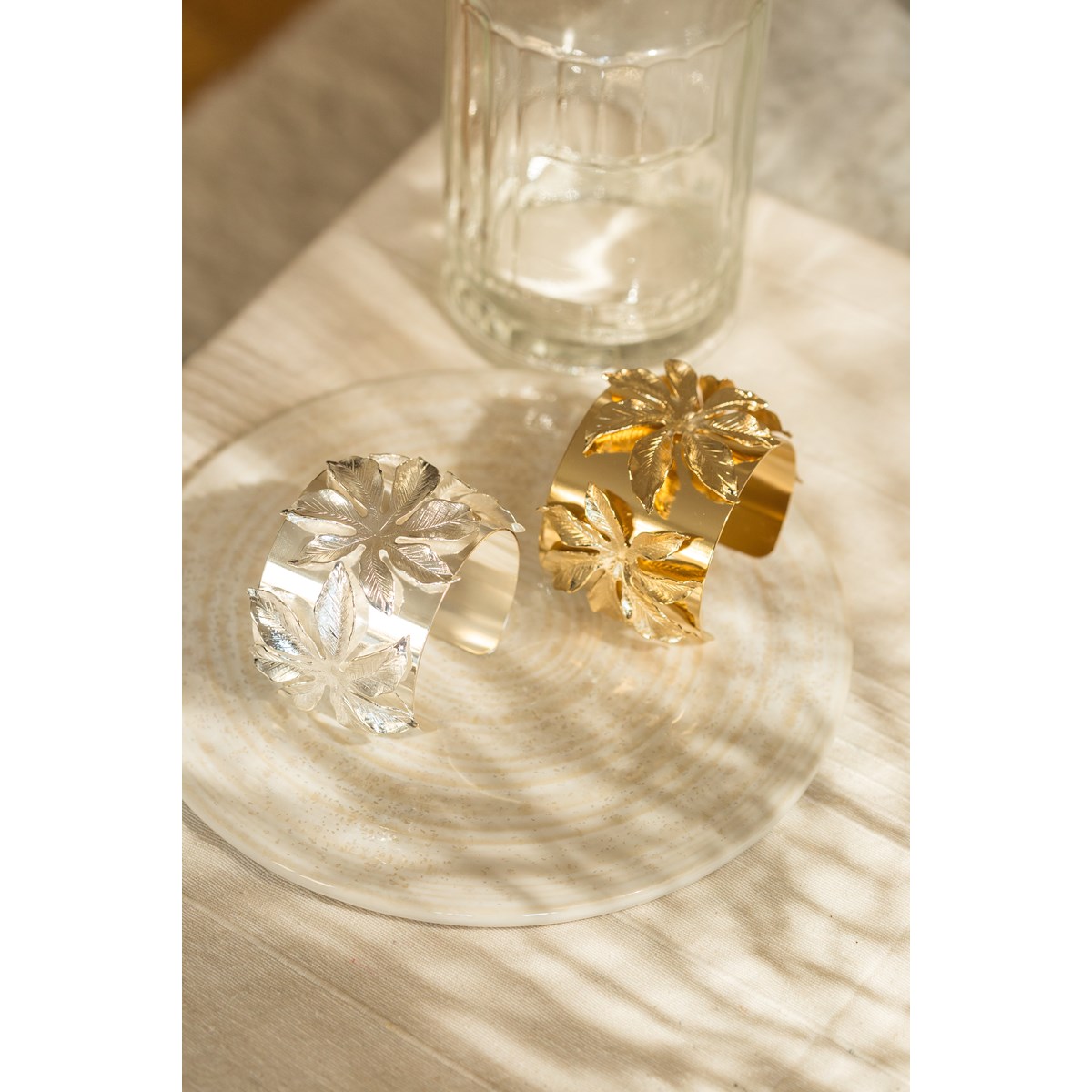 manchette fleur plaqué argent - CHLORIS