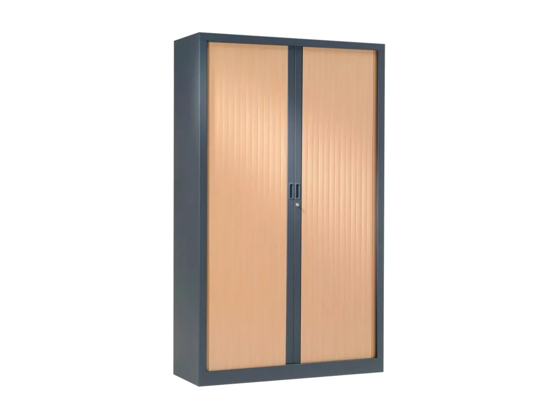 Armoire de bureau portes à rideaux 3 étagères