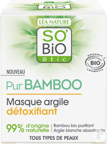 So'Bio Étic Pur Bamboo Masque Argile Détoxifiant Tous Types De Peaux Bio Pot 50ml