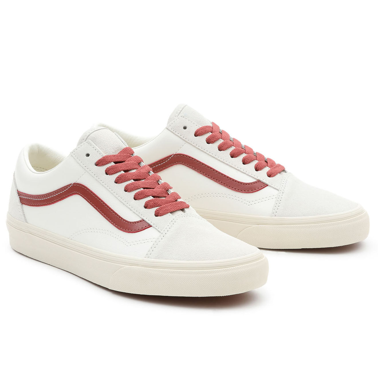 Vans Sneakers en Cuir & Textile Old Skool blanc/bordeaux