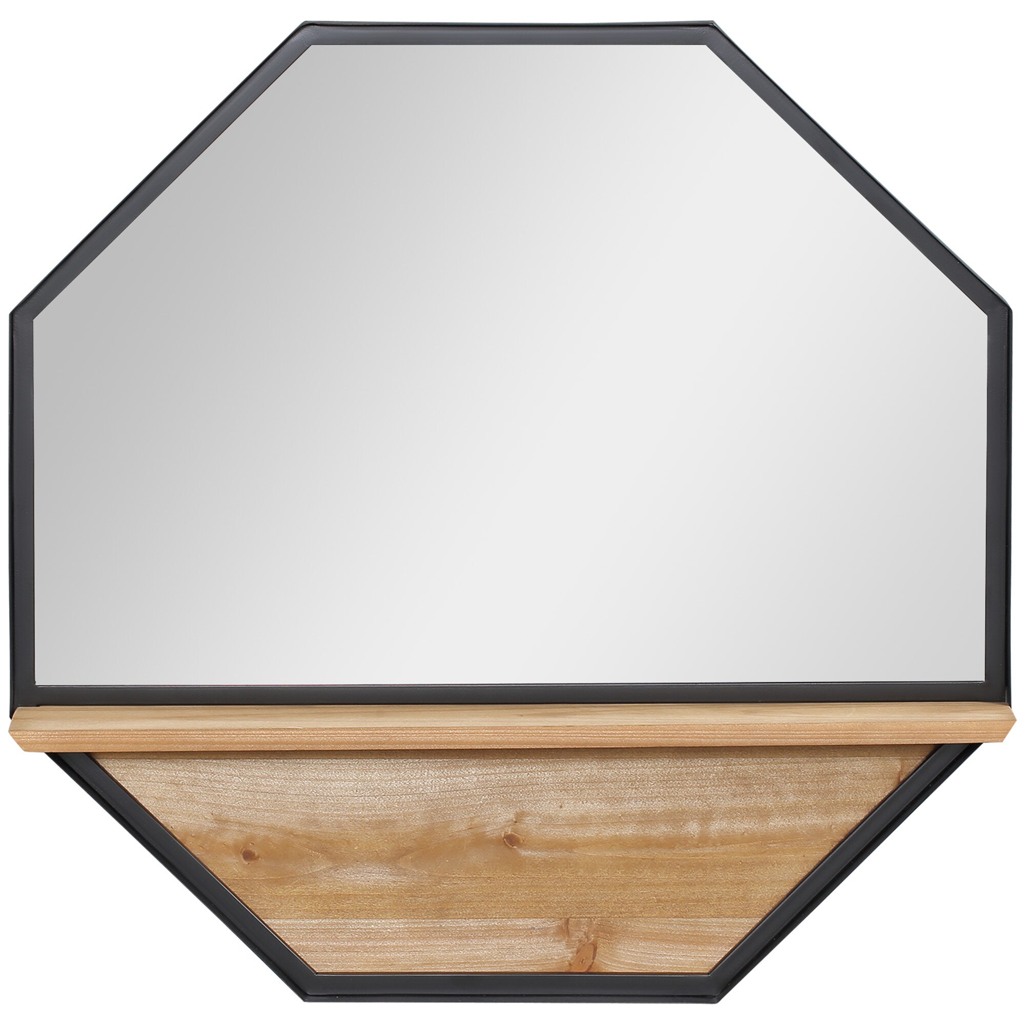HOMCOM Wandspiegel mit Holzrahmen schwarz 61L x 8,4B x 61H cm