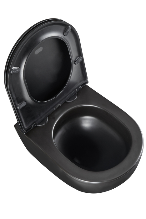 Væghængt toilet rund m/Vortex skyl - sort