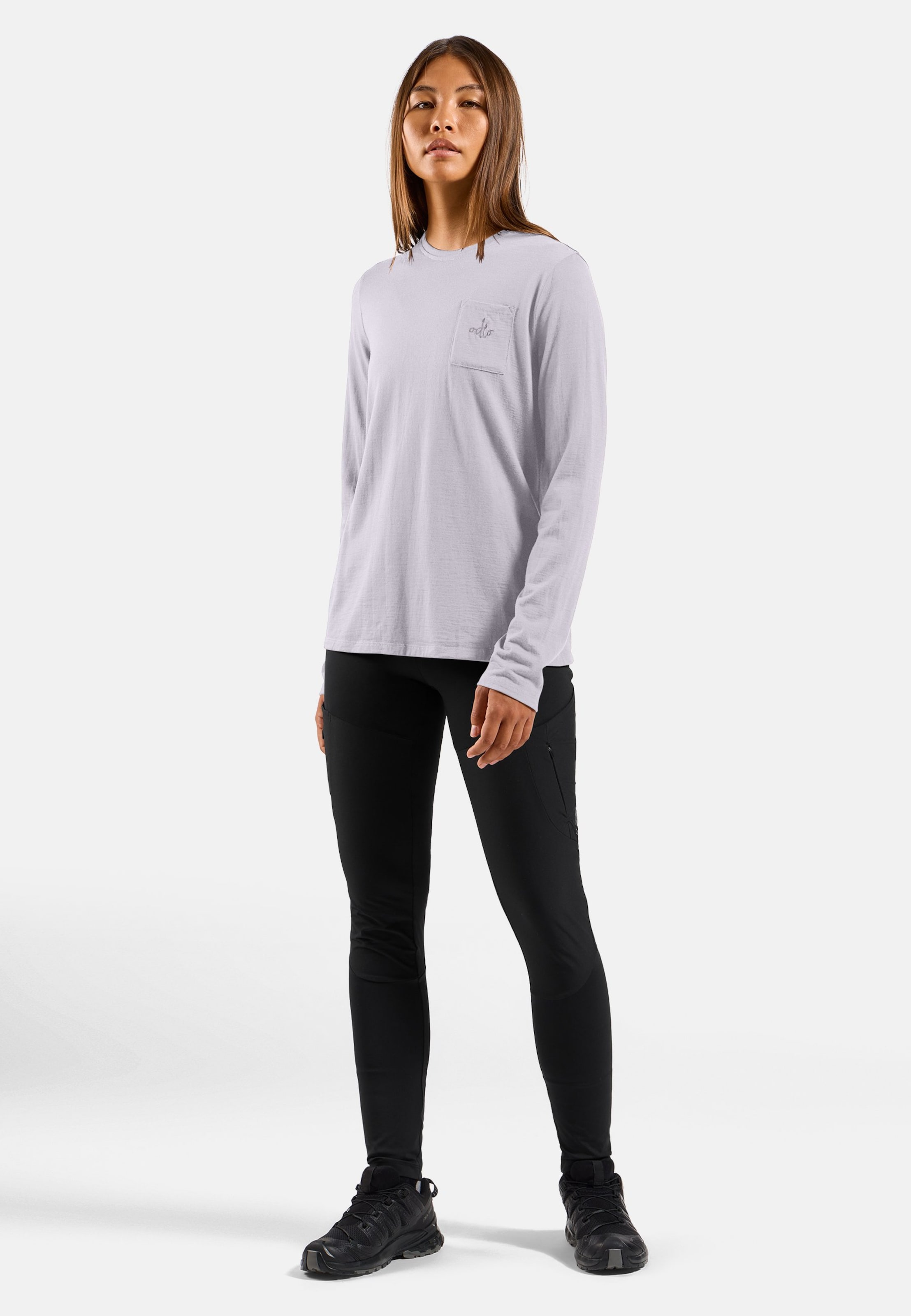 Ascent Merino 200 Langarmshirt mit Brusttasche in misty lilac