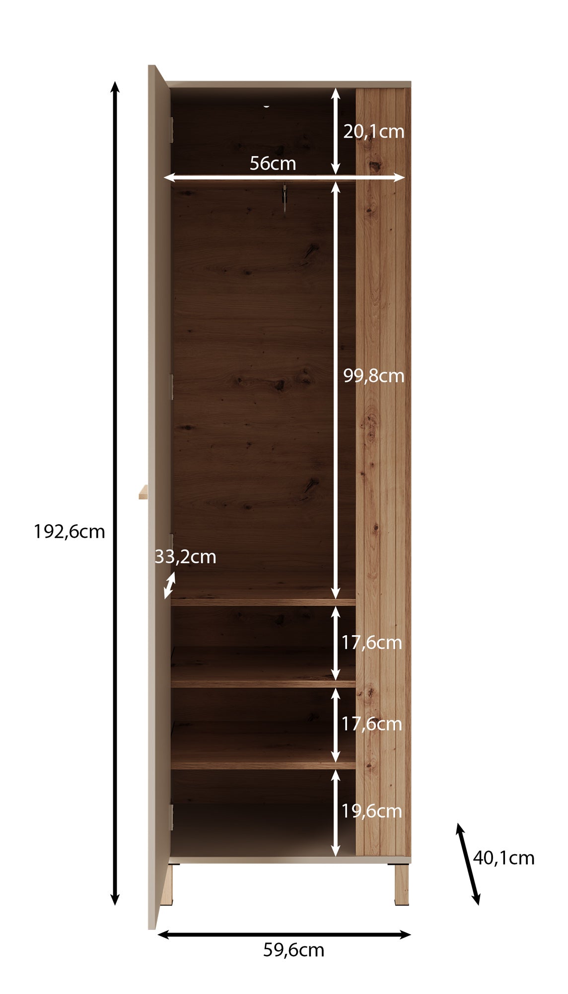 Meubella - Halkast Bahia - Beige - 60 cm - Met spiegel