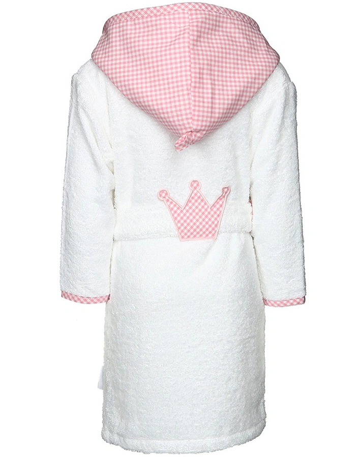 Personalisierter Bademantel KRONE rosa (Stickfarbe: hellblau)