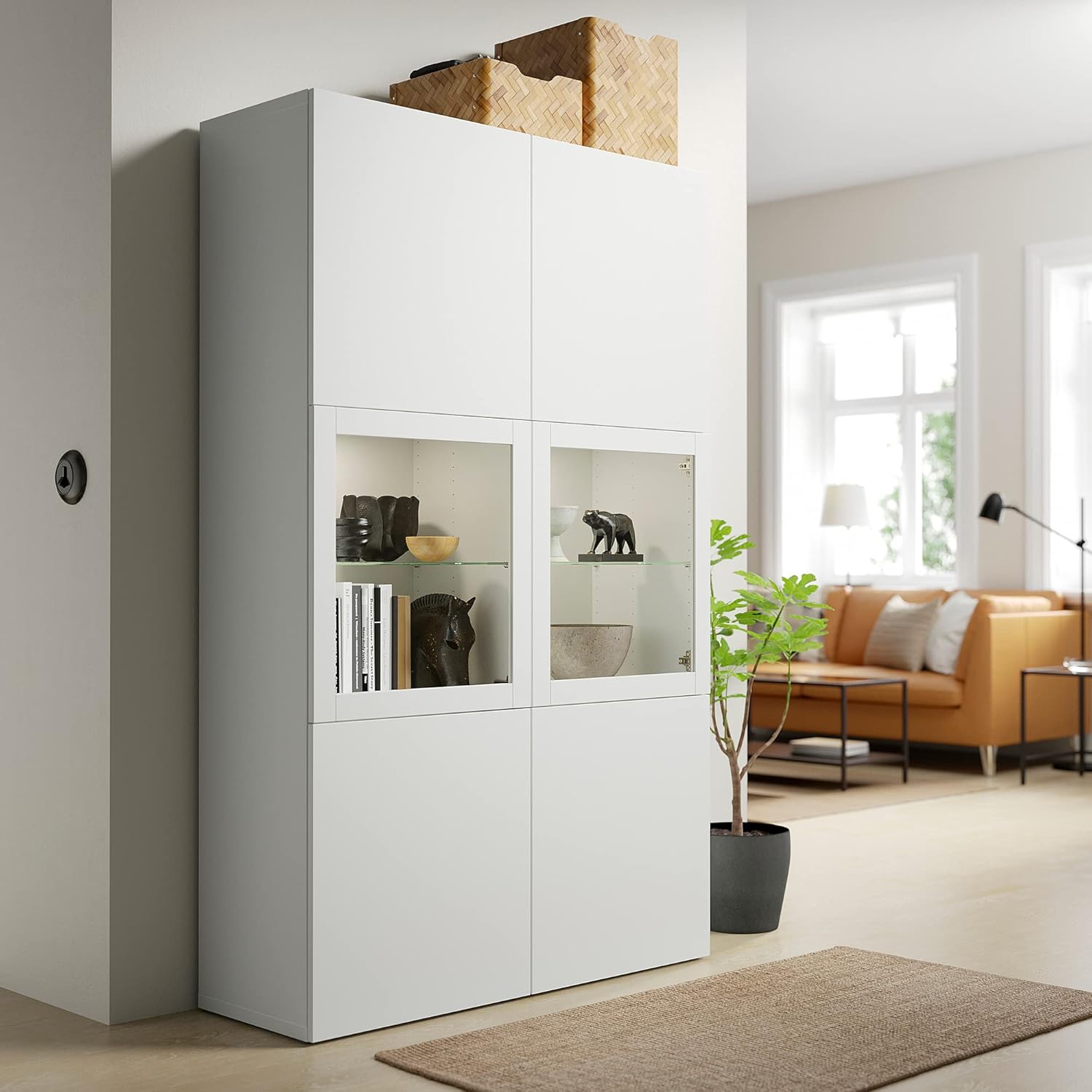 IKEA BESTÅ Aufbewahrungskombination mit Glastüren, 120 x 42 x 193 cm, weißes Lappviken/Sindvik weißes Klarglas