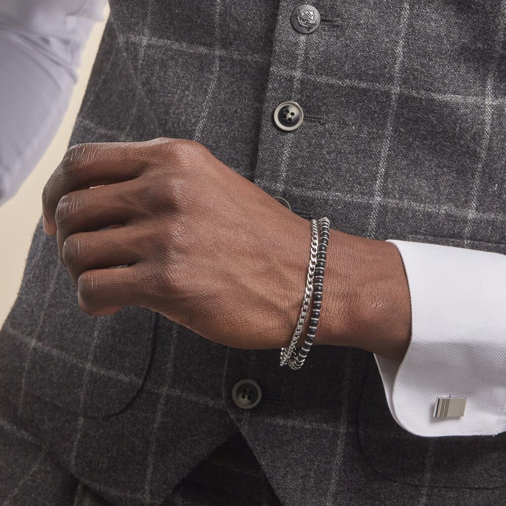Bracelet Magalos Acier Blanc Onyx