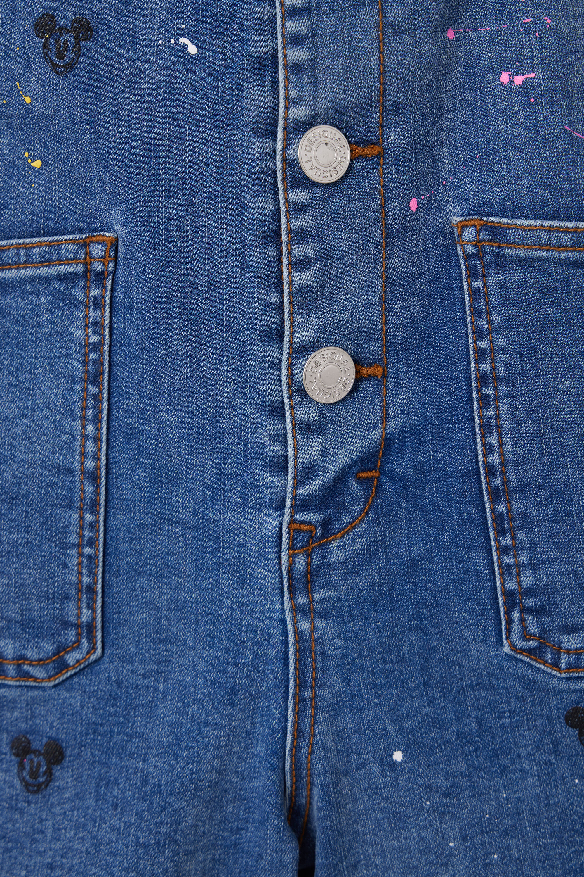 Salopette courte en jean Mickey Mouse