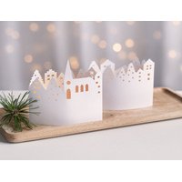 Kit village illuminé Leporello, carton, 130 mm, blanc