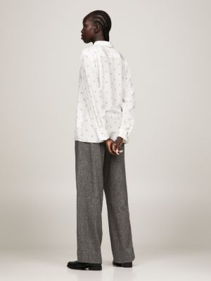 Camisa Relaxed de Seda com Monograma TH