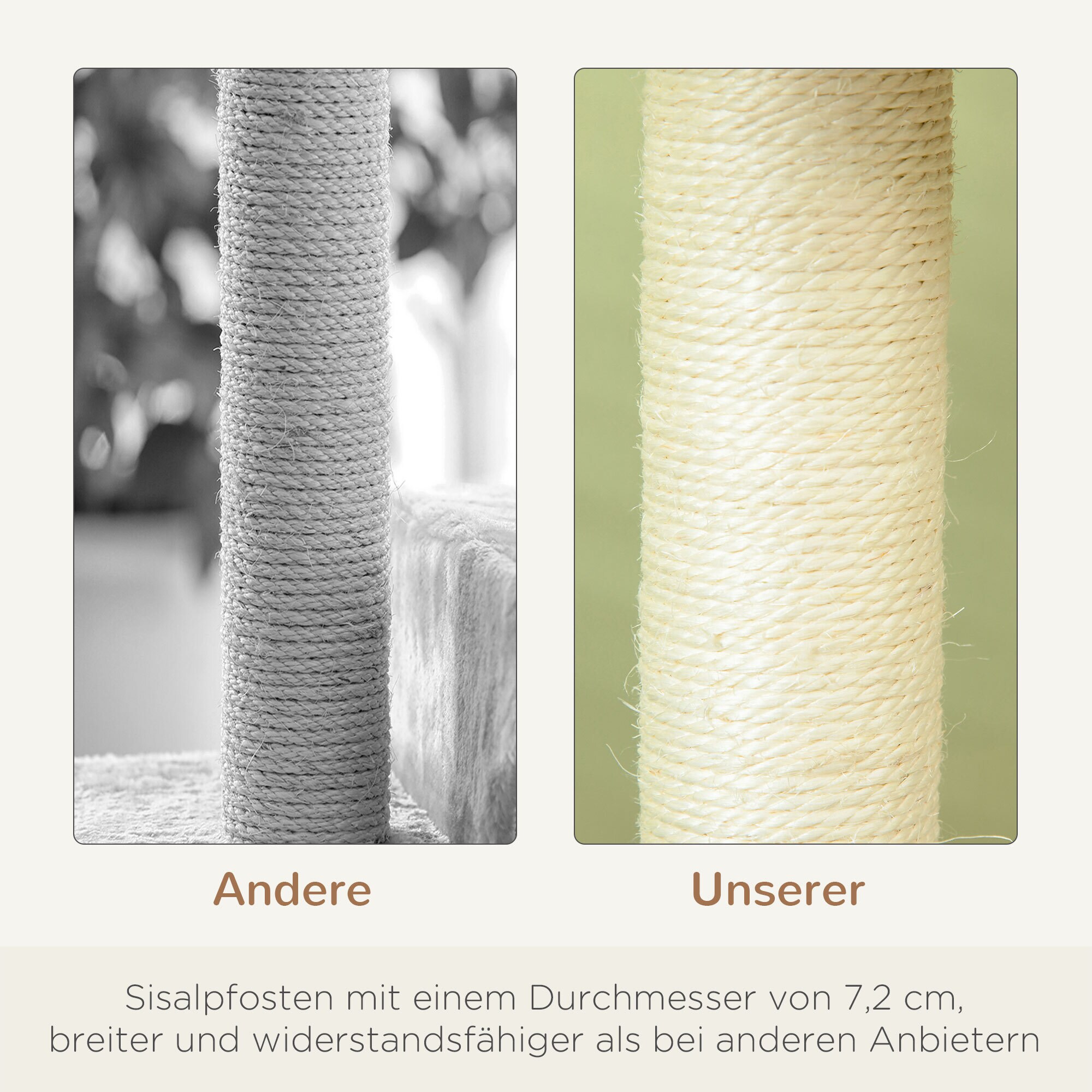 PawHut Katzenkratzbaum mit Sisalsäulen beige 50 x 50 x 100 cm (BxTxH)