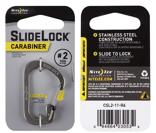 Nite Ize SlideLock, Strak åpning, Låsbar, Offset-D, Rustfritt stål, Rustfritt stål, 28 mm