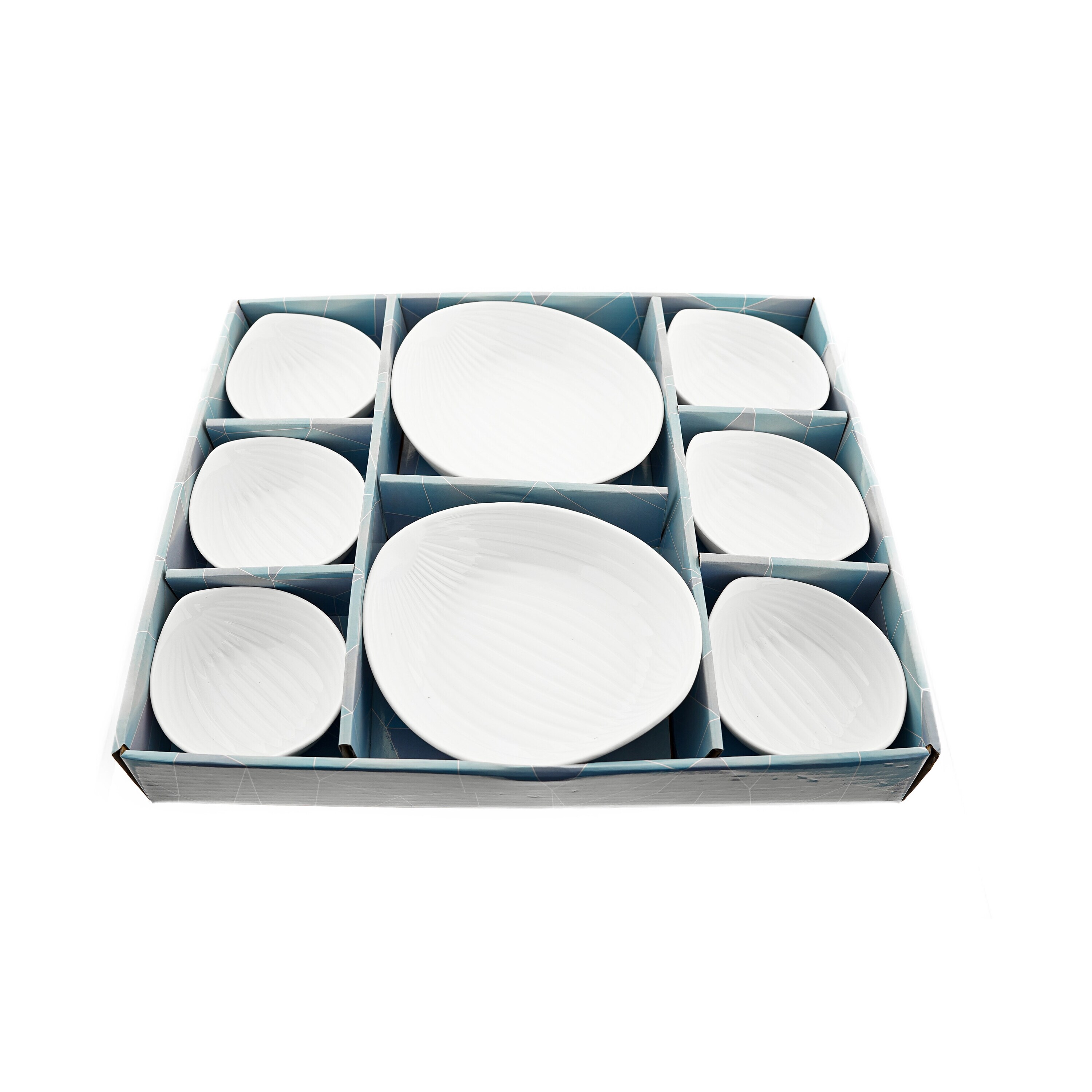 Sunay 8 Teiliges Snackschalen-Set in Weiß aus Porzellan