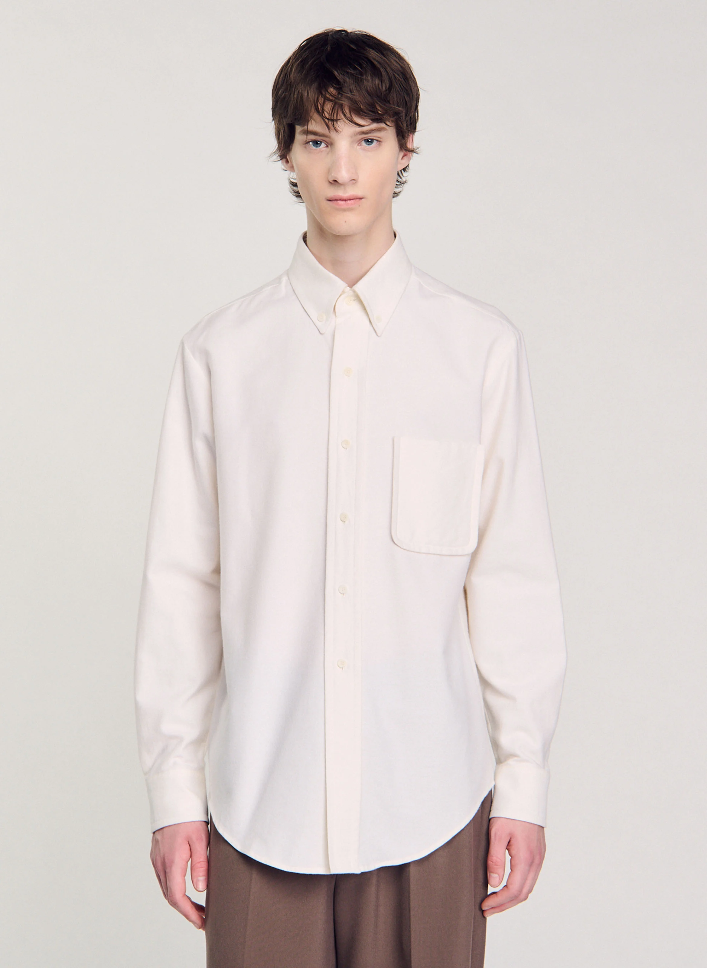 Chemise en oxford flannel en coton| Blanc