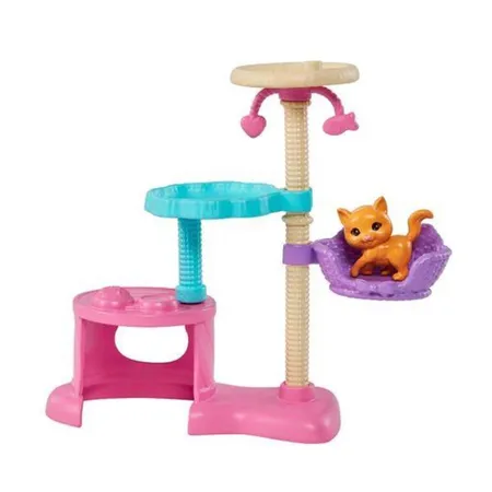 Barbie Puppe und Kätzchen Kratzbaum Spielset mit Zubehör