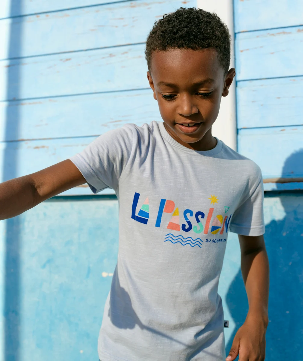 COSMIC VIBES - T-SHIRT BLEU SCORPION EN COTON BIO ENFANT
