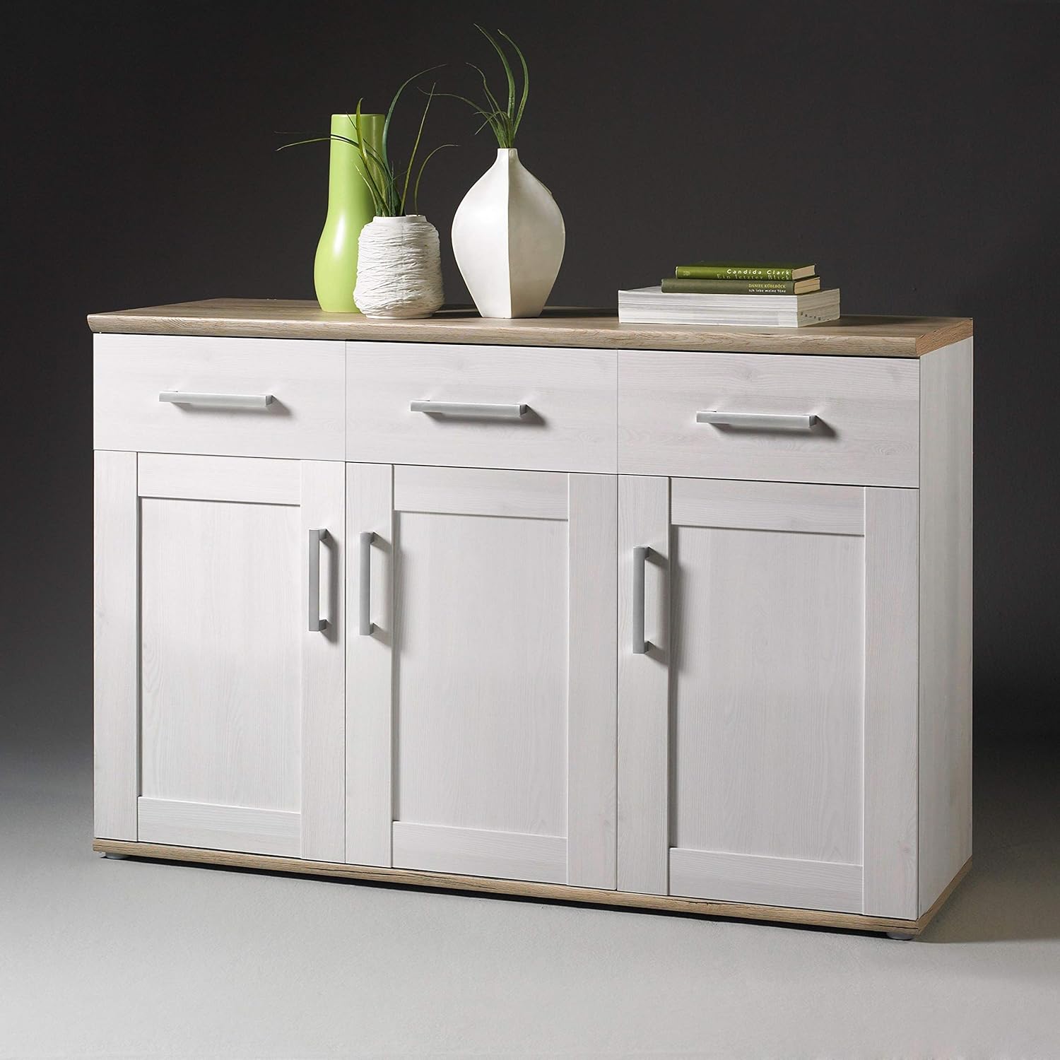 Stella Trading Sideboard in Sibiu Lärche / Eiche San Remo Optik - Landhausstil Kommode mit viel Stauraum für Ihr Wohnzimmer - 140 x 88 x 46 cm (B/H/T)