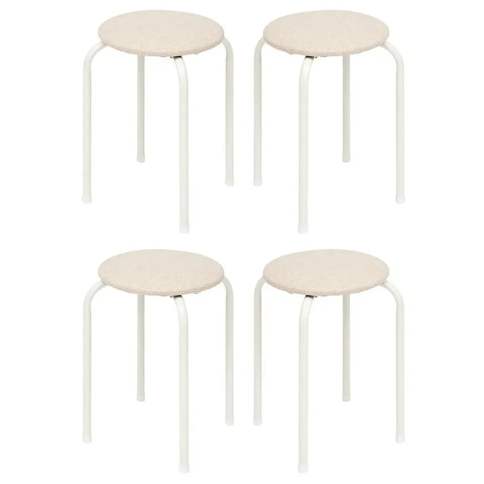 5Five Stapelbaar zit krukje - metaal/polyester - wit