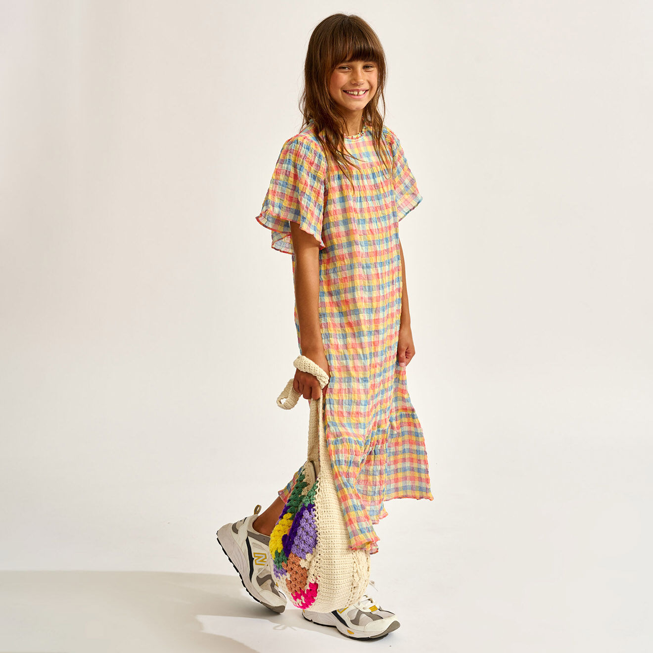 Bellerose Robe Poezie à carreaux multicolore