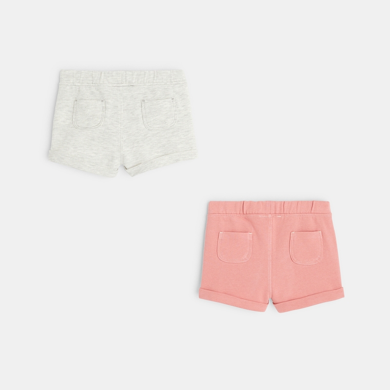 Short molleton (lot de 2) rose bébé fille