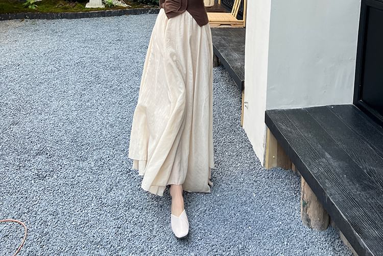 Joyciful - Hoge taille effen maxi A-lijn rok