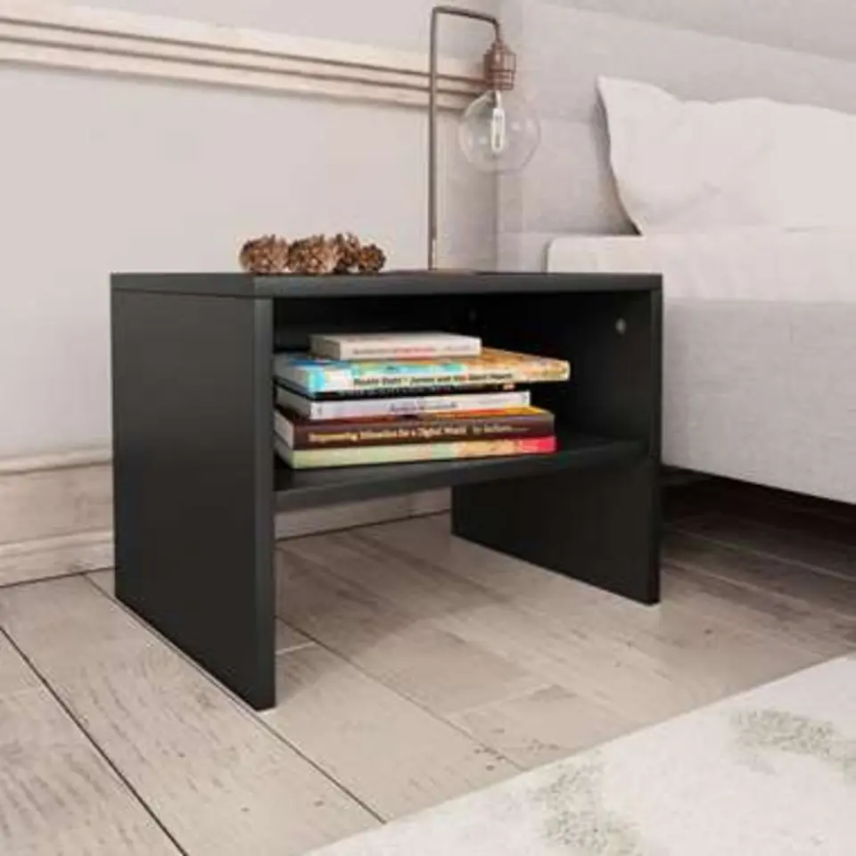 vidaXL - Nachtkastje - Zwart - Bewerkt hout - 2 stuks