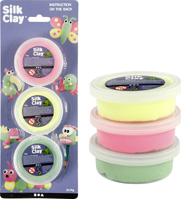 Silk Clay - 3 Farver - Modellervoks Sæt - 3X14 G