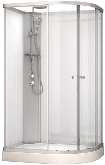 Modera - AK1209-320101 - Douchecabine - 120x90 cm - Wit Glas - Schuifdeur Offset