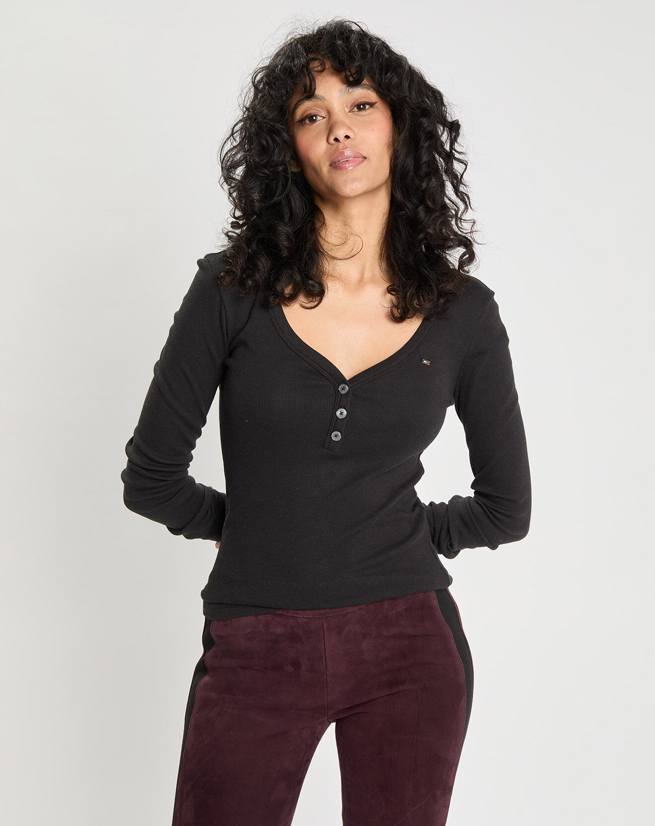 Tommy Hilfiger T-Shirt slim Henley noir