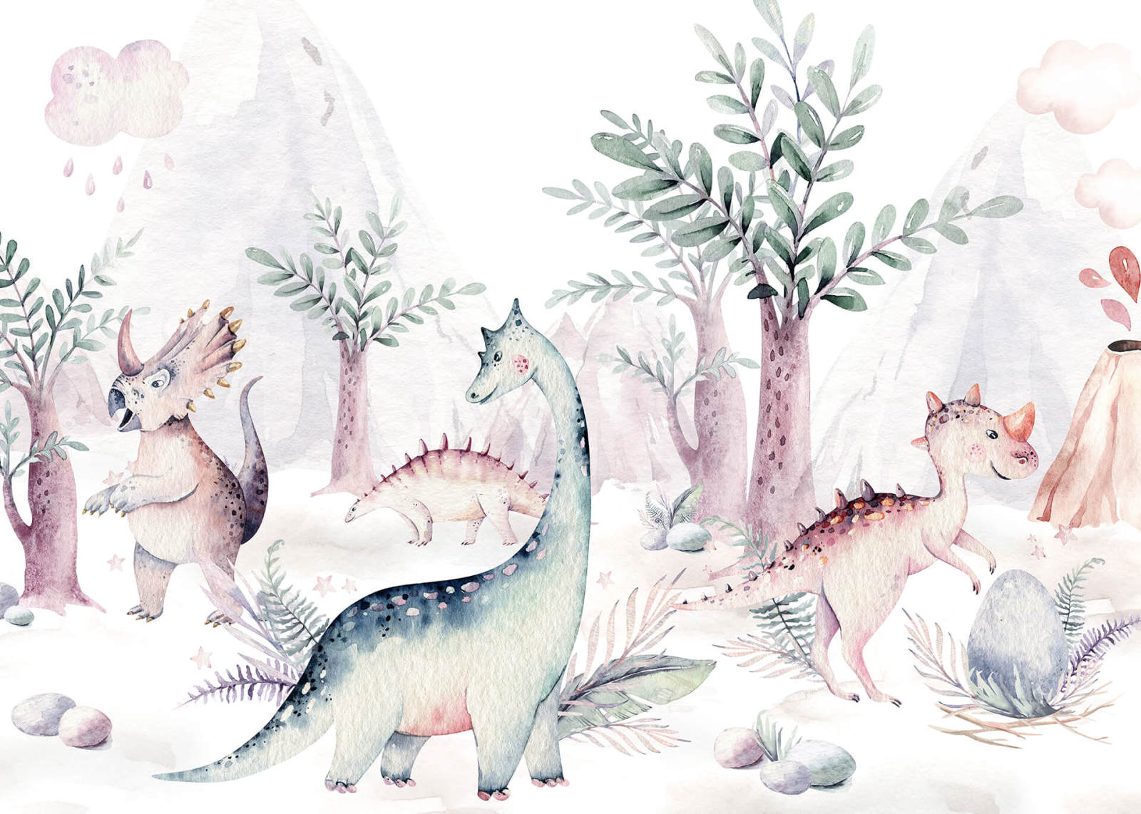 Leinwandbild DINOSAURIER - weiß-bunt- 70x50 cm