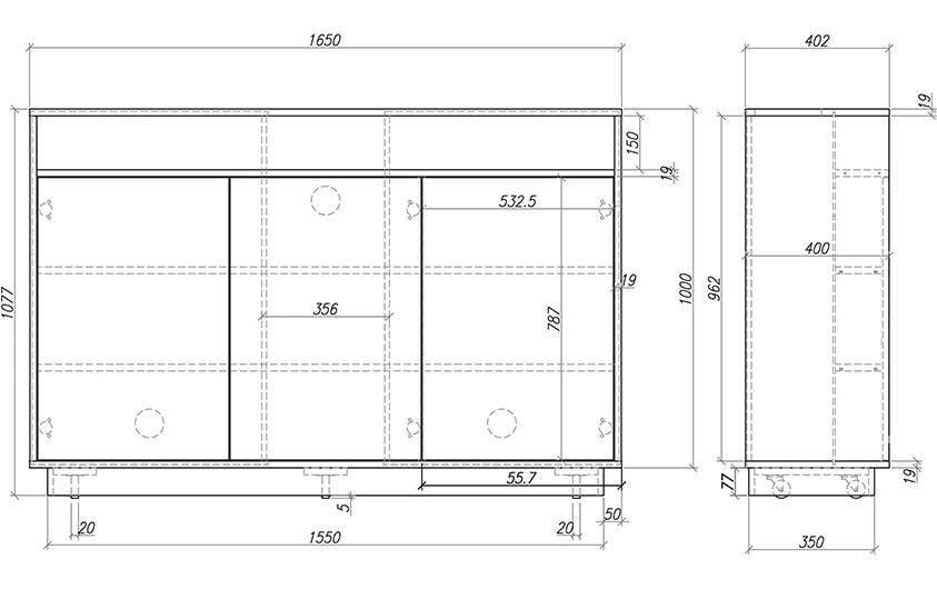 TV-Lift Möbel inkl. TV Liftsystem max. 50 kg<br>Schrank für TV-Geräte und Displays - 65
