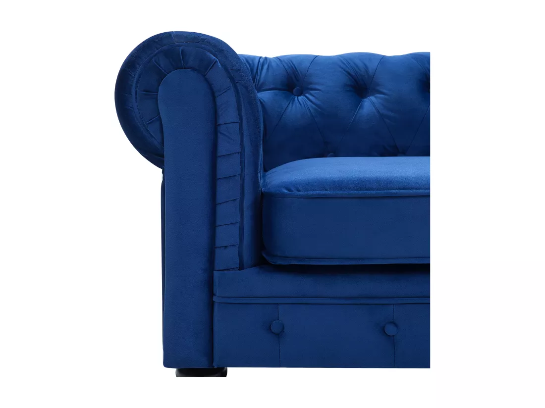 Canapé 3 places en velours bleu cobalt CHESTERFIELD
