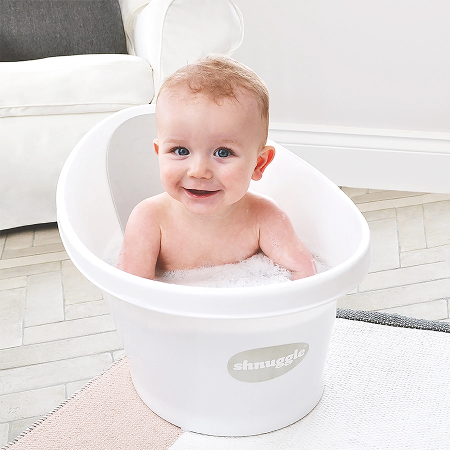 shnuggle® Babybadewanne in weiß  hellgrau
