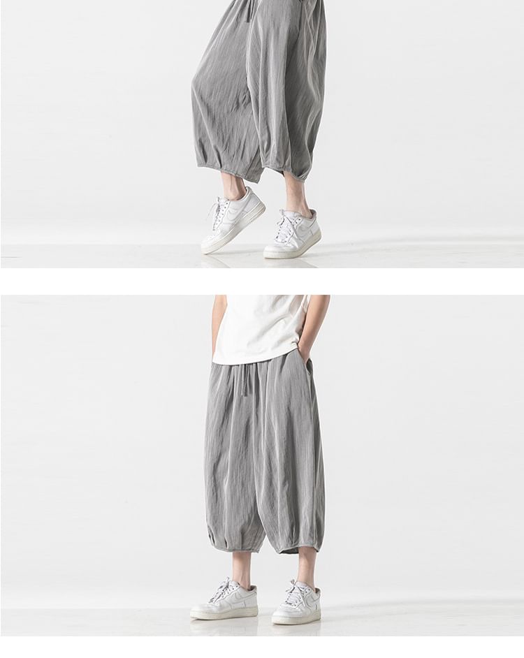 Sparrow Farm - Effen cropped harembroek met trekkoord in de taille