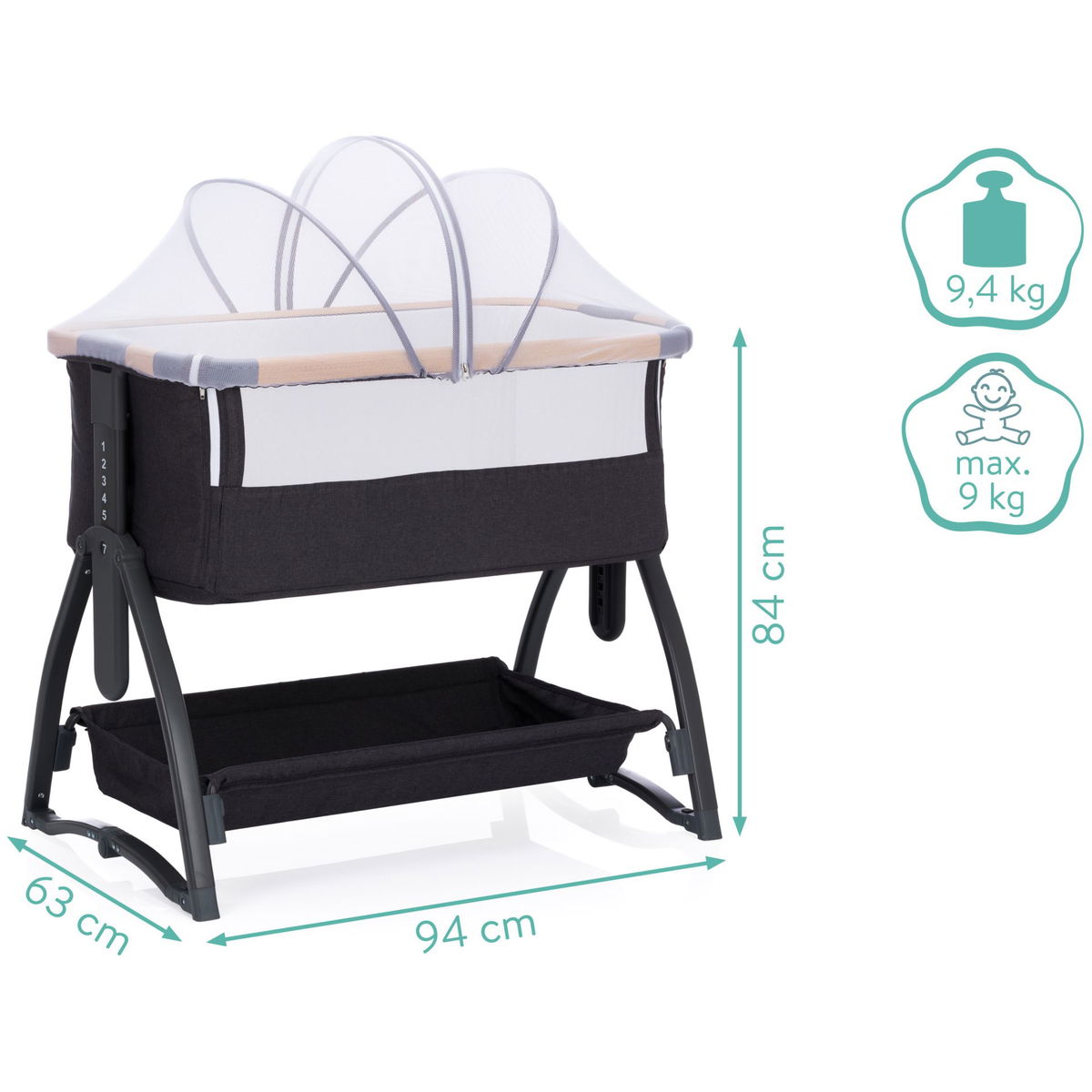 fillikidfillikid   Beistellbett Scandic grau melange