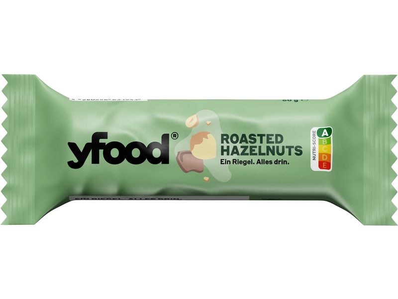 YFOOD Riegel Roasted Hazelnuts 3 x 60 g High-Protein Riegel ohne Zuckerzusatz