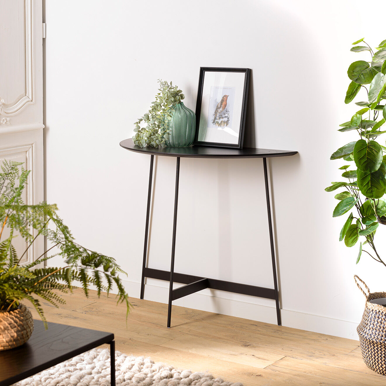 Macabane Console demi-lune Daly noire - 83x35 cm