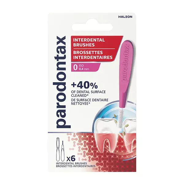 Escovas interdentais Parodontax tamanho 0 (0,4 mm) com tampa.