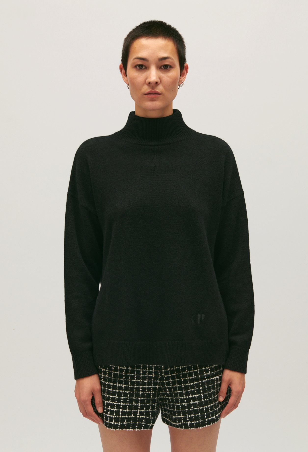 Pull col montant cachemire noir