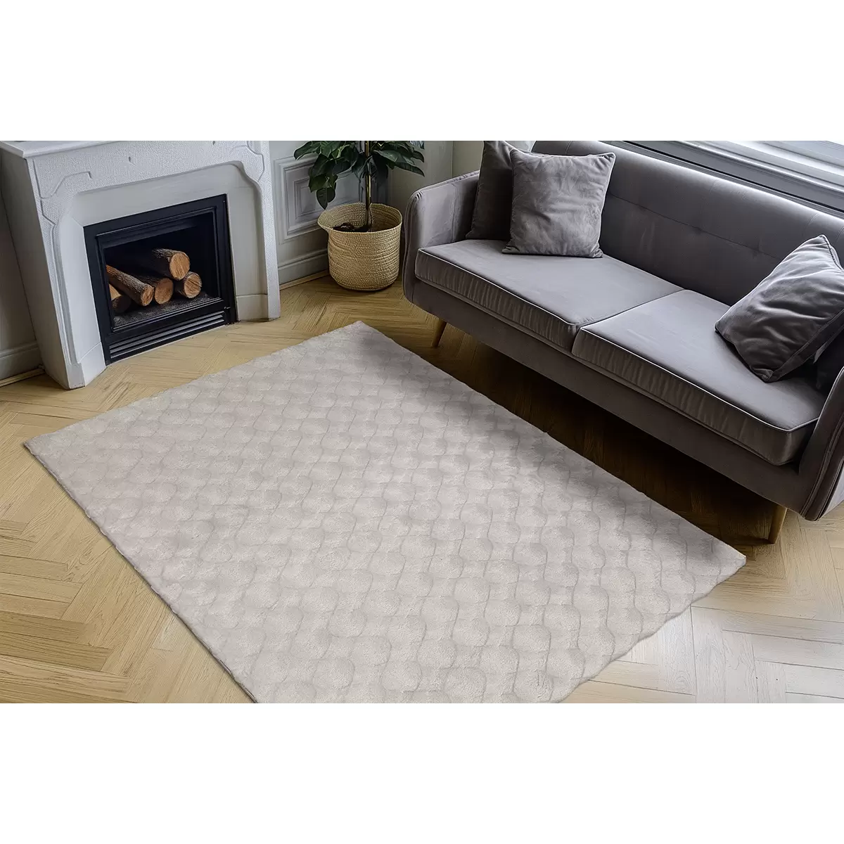 Hochflorteppich Diamond Cut Grau