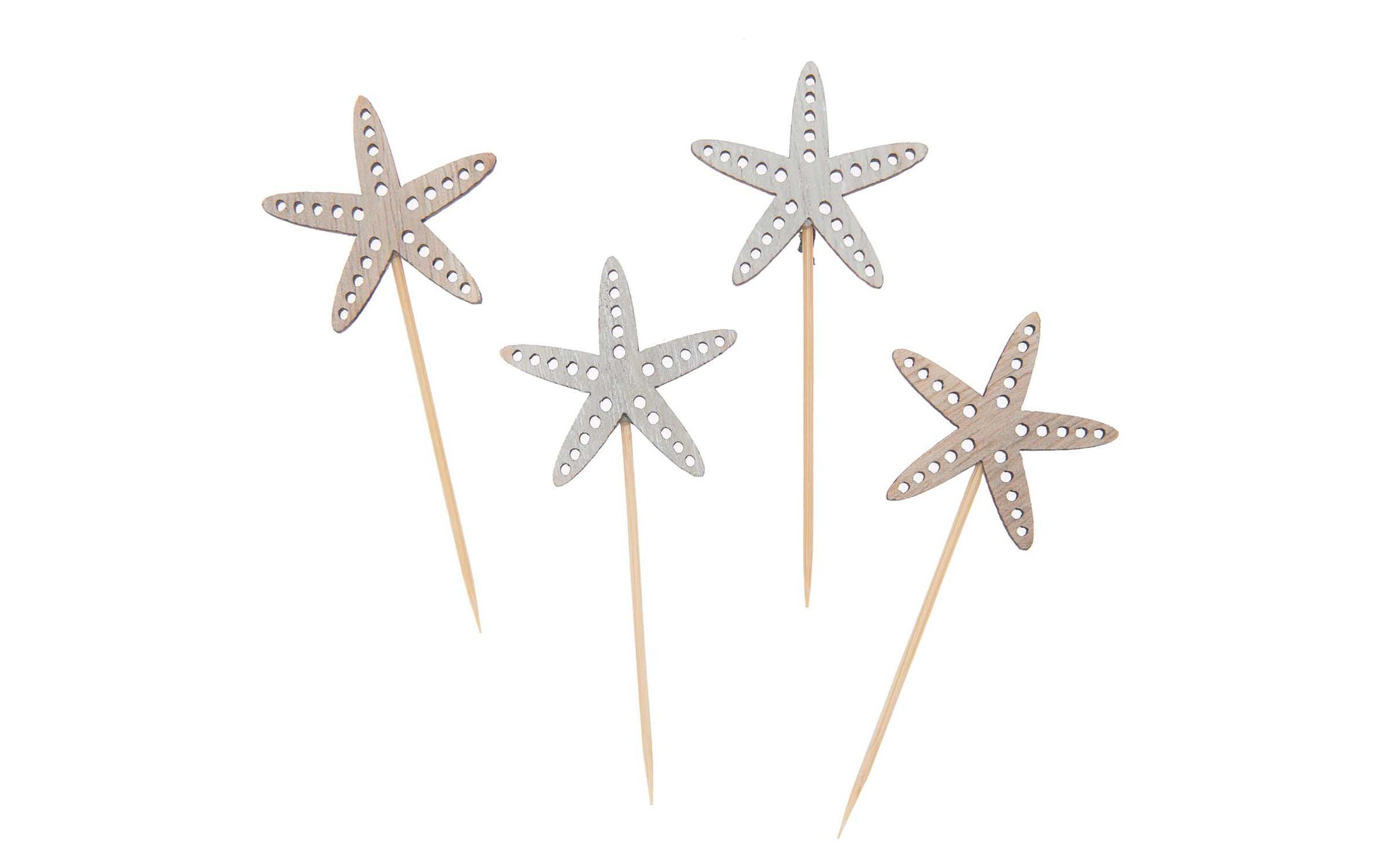 Einweg-Party-Piekser Seestern 4 Stück WeissApéro Sticks