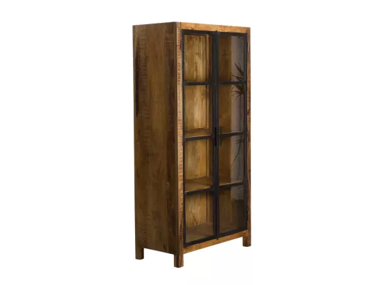 Vitrine en bois de manguier et métal Ambroisa