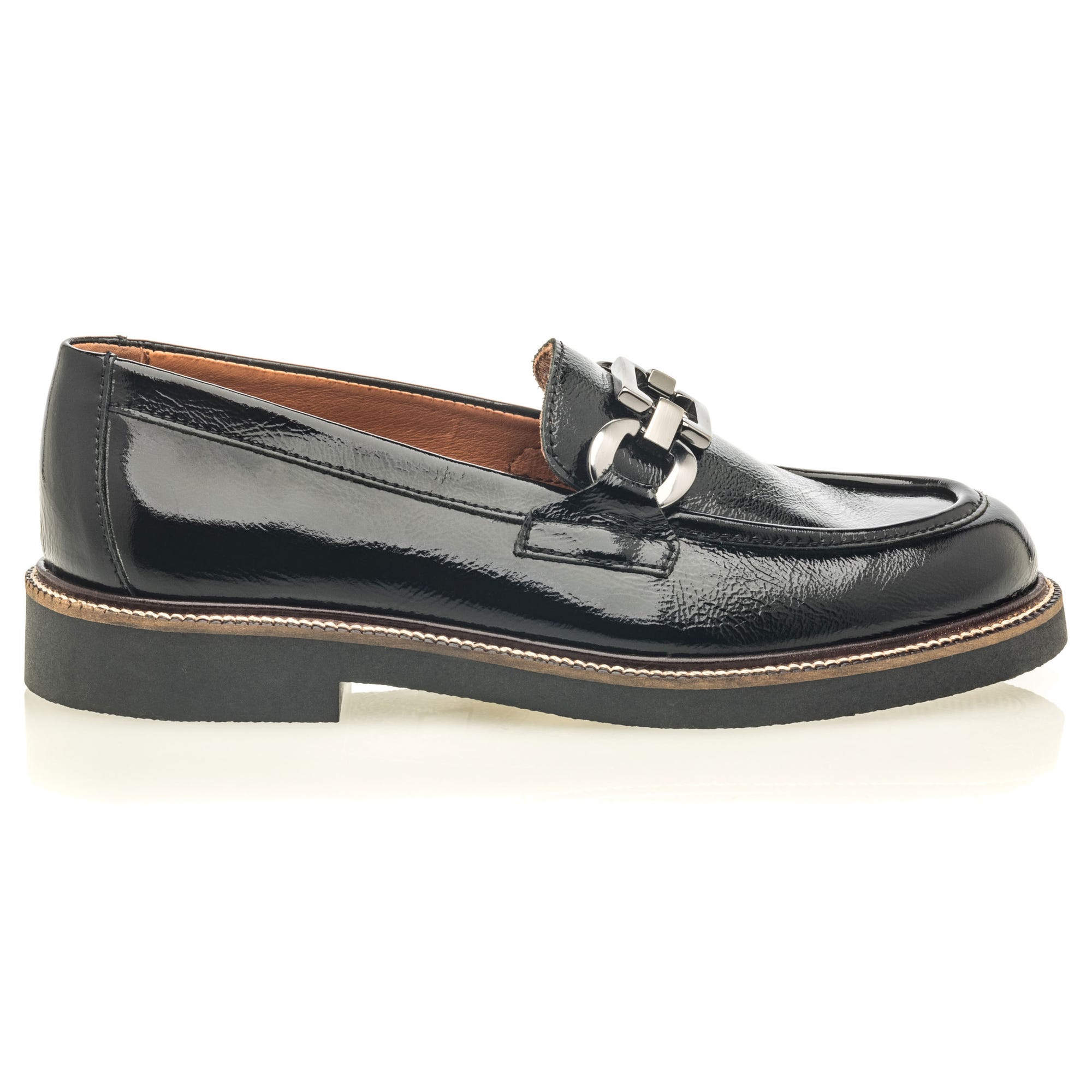 Mocassins Femme en cuir noir vernis