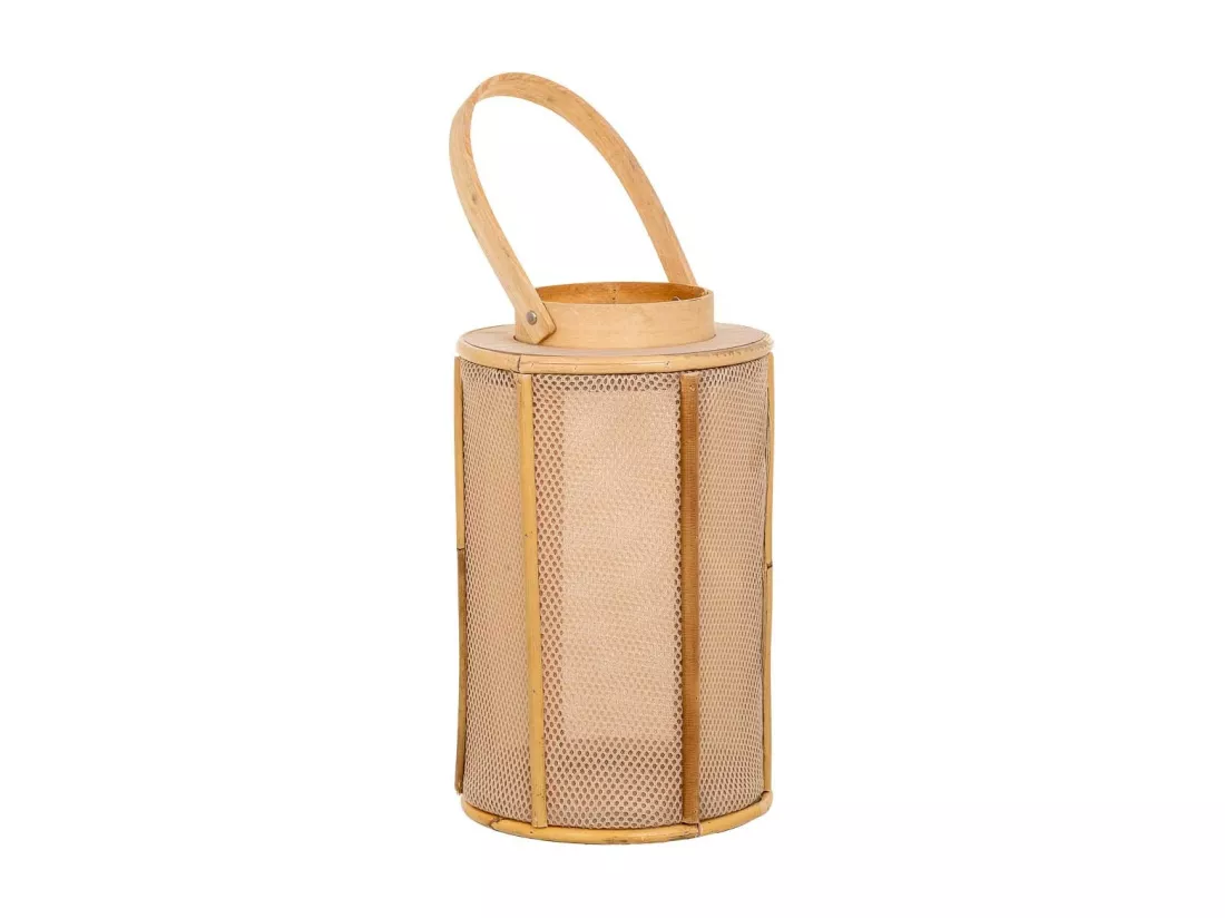 Lanterne en bois et bambou marron d11x27h