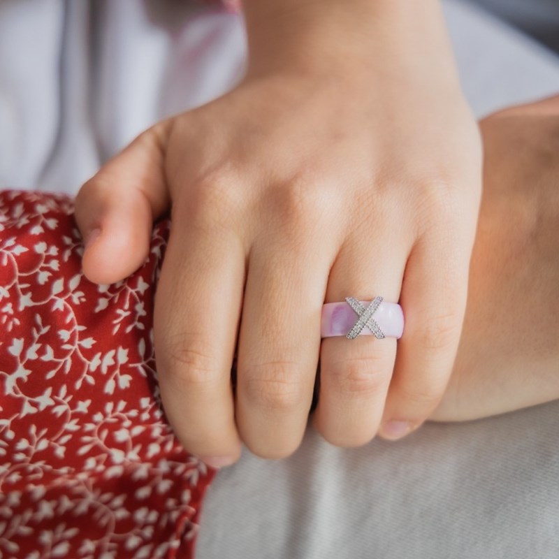 Coffret avec Bague pour Femme Céramique Ornée Zirconium