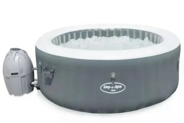 Bestway 60009, 669 L, 4 person(er), Rund, Boble/Jet massage, Acrylonitrilbutadienstyren, PVC, Grå, Hvid