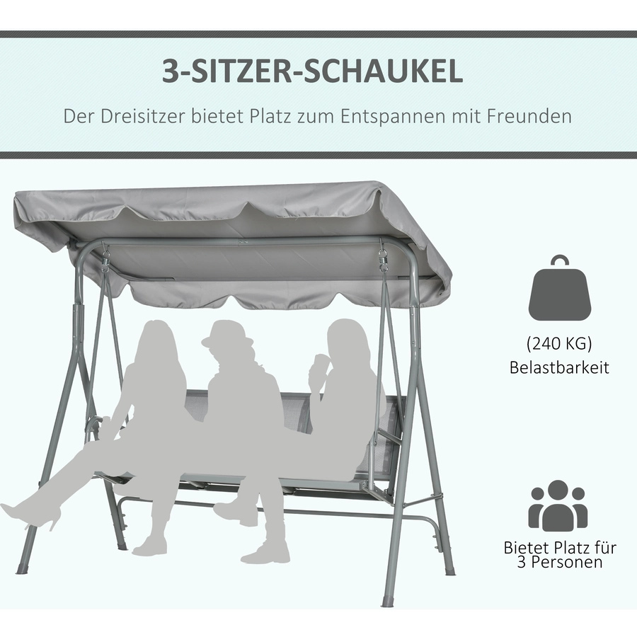 Outsunny Hollywoodschaukel mit Dach grau